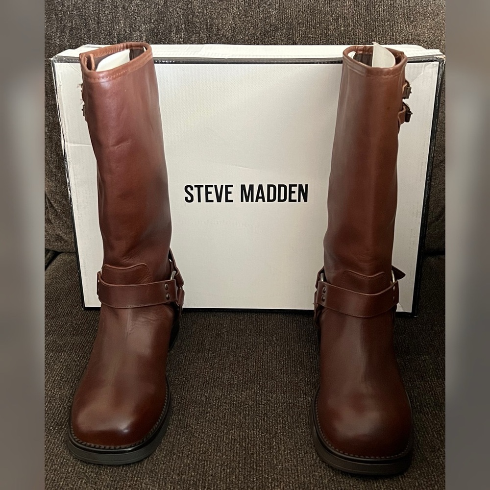Steve Madden Women’s Astor Brown Color Leather Boots Size-9.5